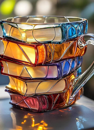Innovative 3D Painting Book Coffee Cup, Unique Stacked Book Mug, Perfect Gift for Literature Lovers, Creative Colorful Book Gift